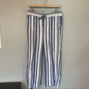 Blue and white striped pants